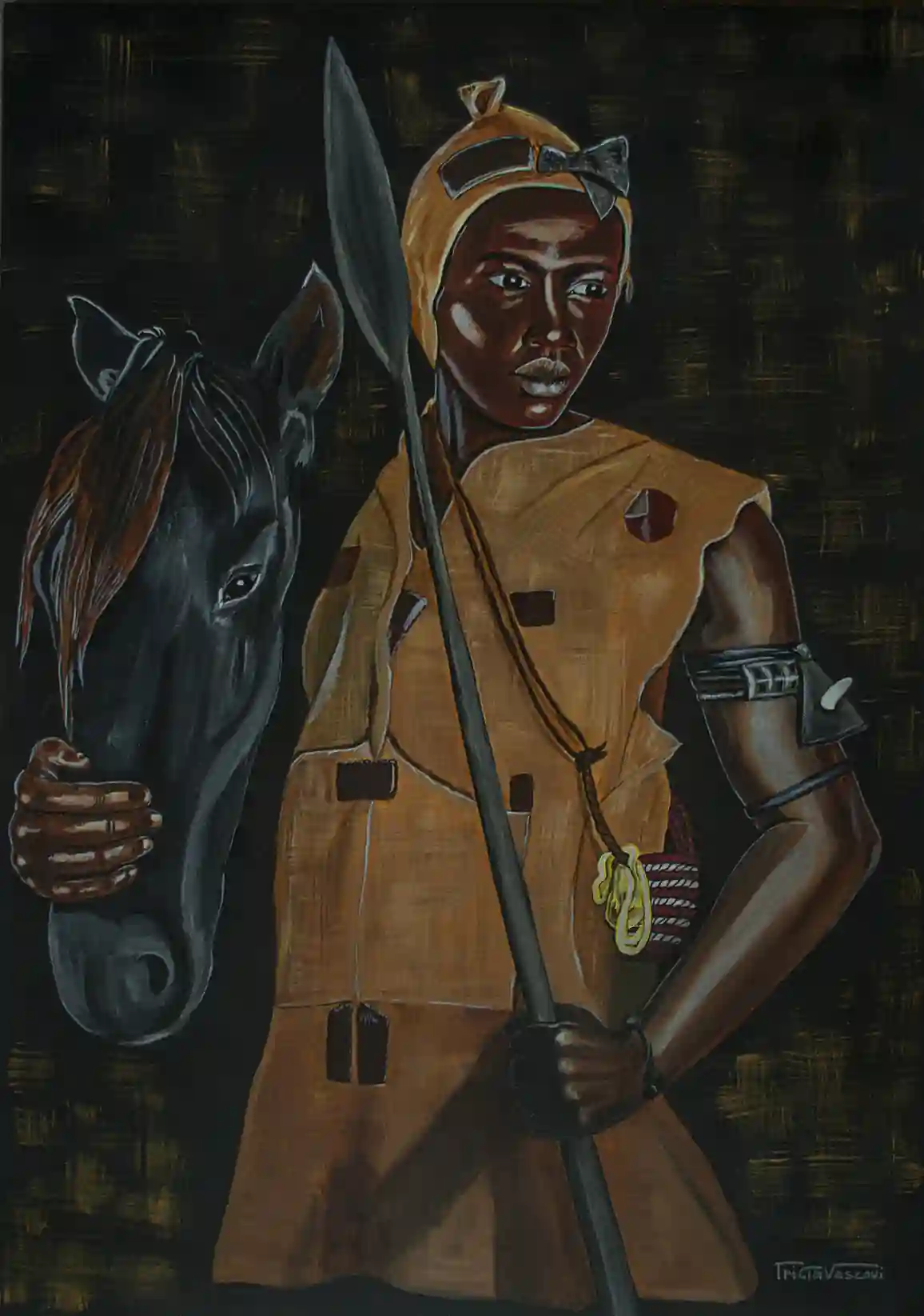 Jeune homme au cheval, Œuvre de Tricia Vescovi