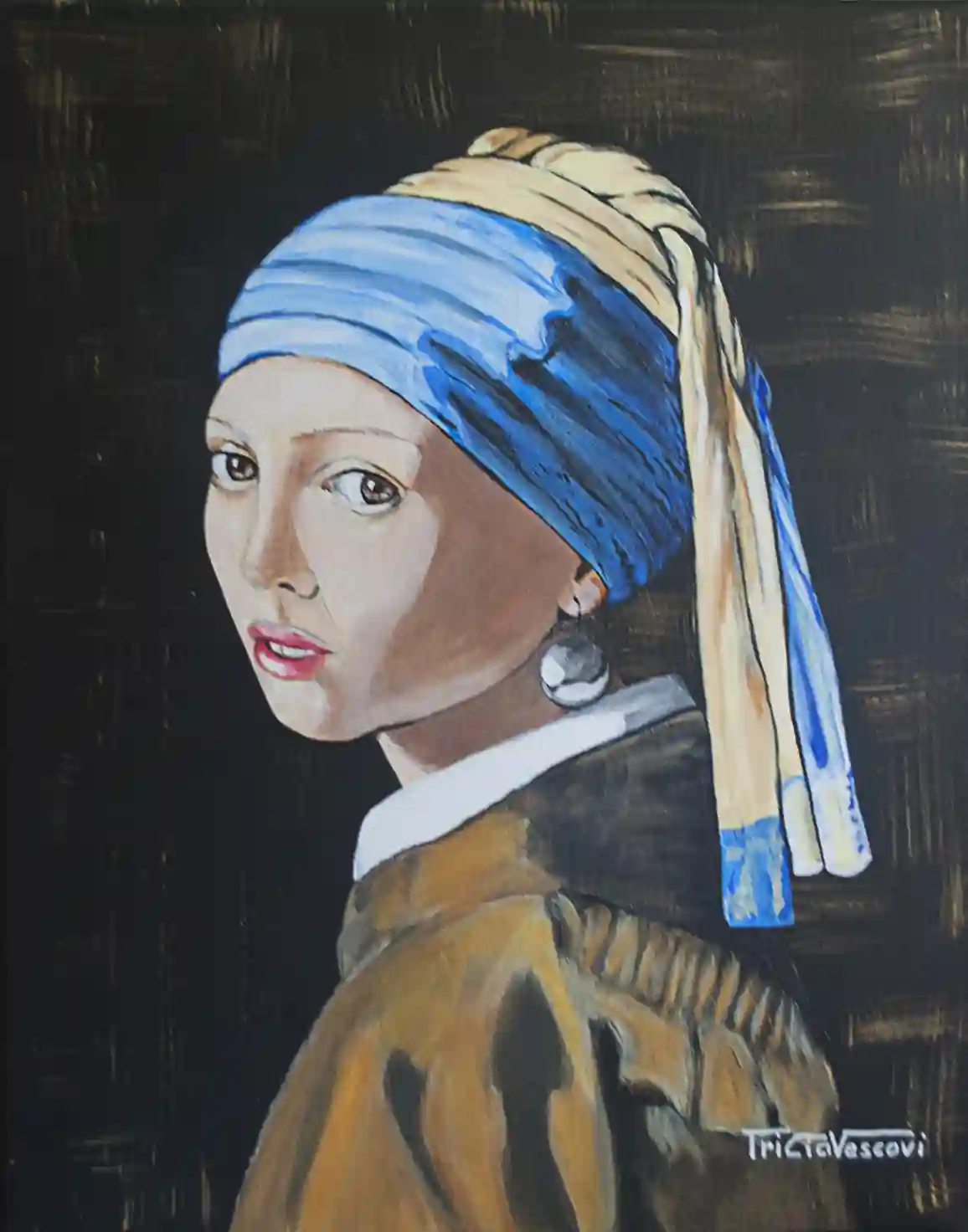Ma jeune fille à la perle, Œuvre de Tricia Vescovi